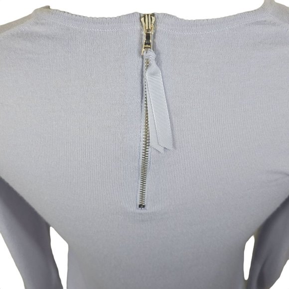 Ann Taylor Woman's Blue Knit Long Sleeve Top Round Neck Zipper back X Small - Picture 6 of 11